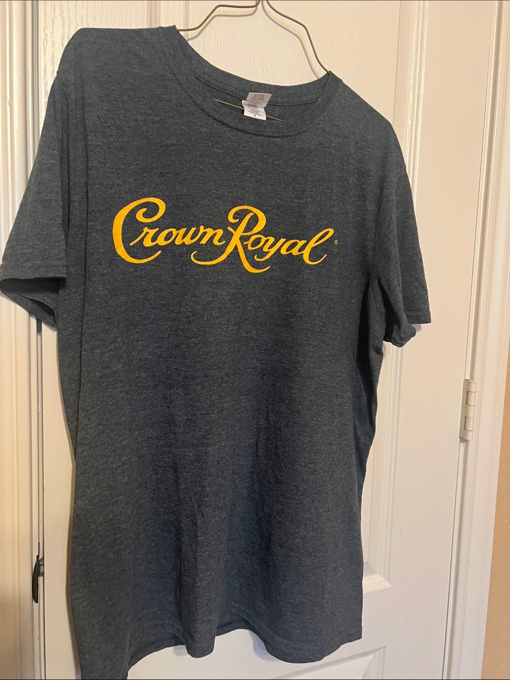 Gildan Dark Gray Tee with Yellow CrownRoyal Script
